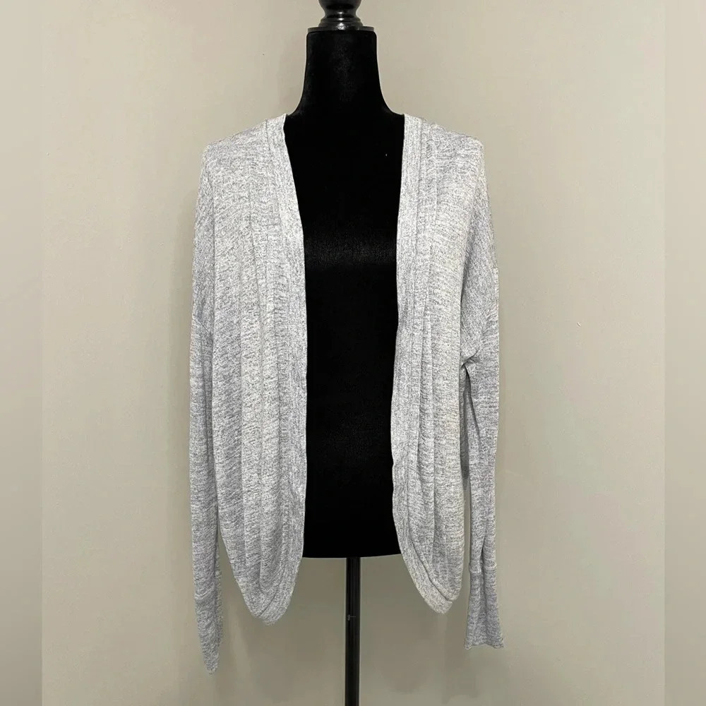 Athleta Light Heathered Gray Drape Pose Wrap Cardigan